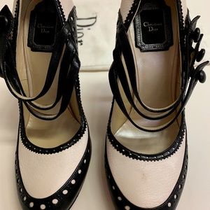 Black and White Dior Mary Jane Shoes size 38
